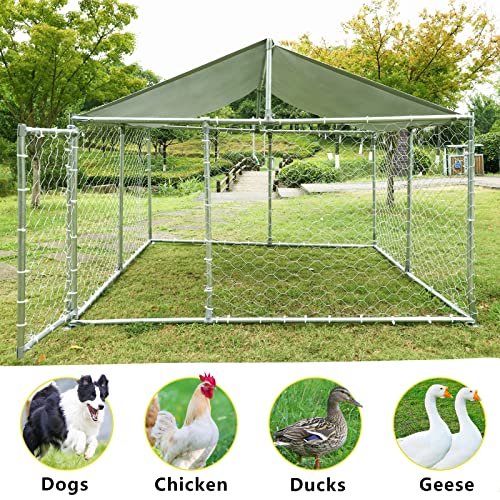 Large Heavy Duty Outdoor Dog Kennel with Water-Resistant Cover W6733