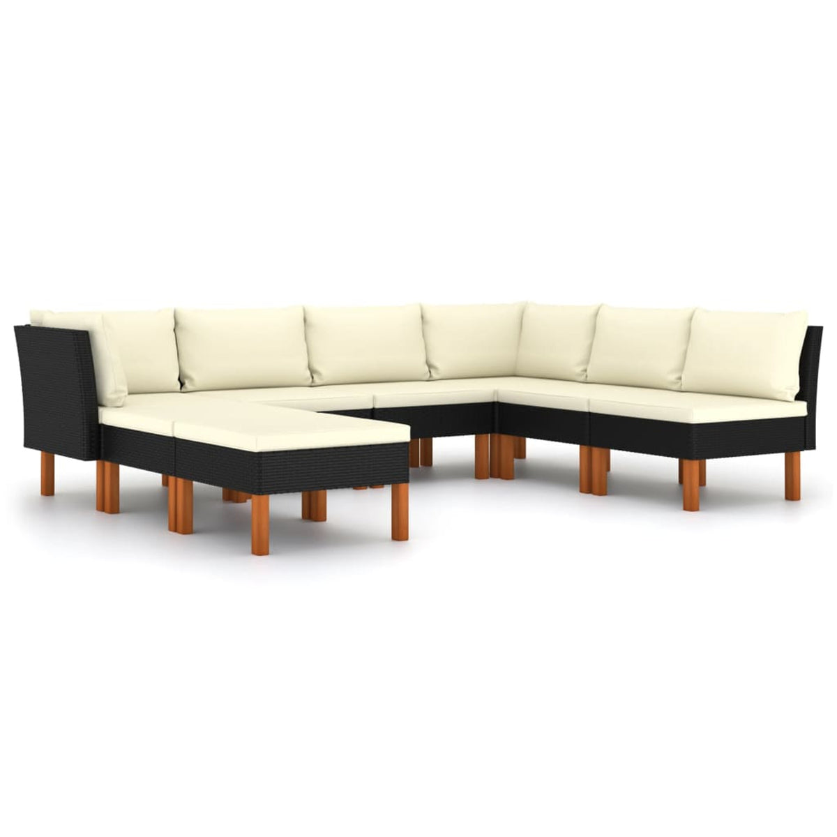 Black Poly Rattan 8 Piece Patio Set with Cushions G8297