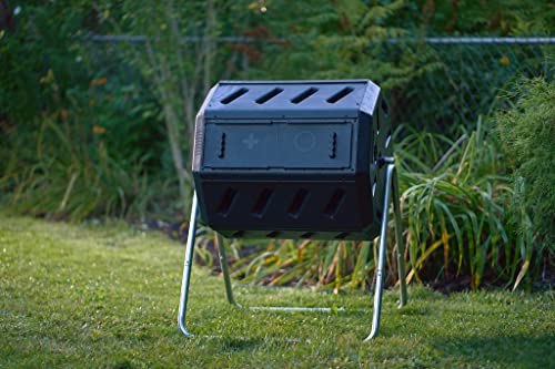 Black 37 Gallon Dual Chamber Tumbling Composter R9015