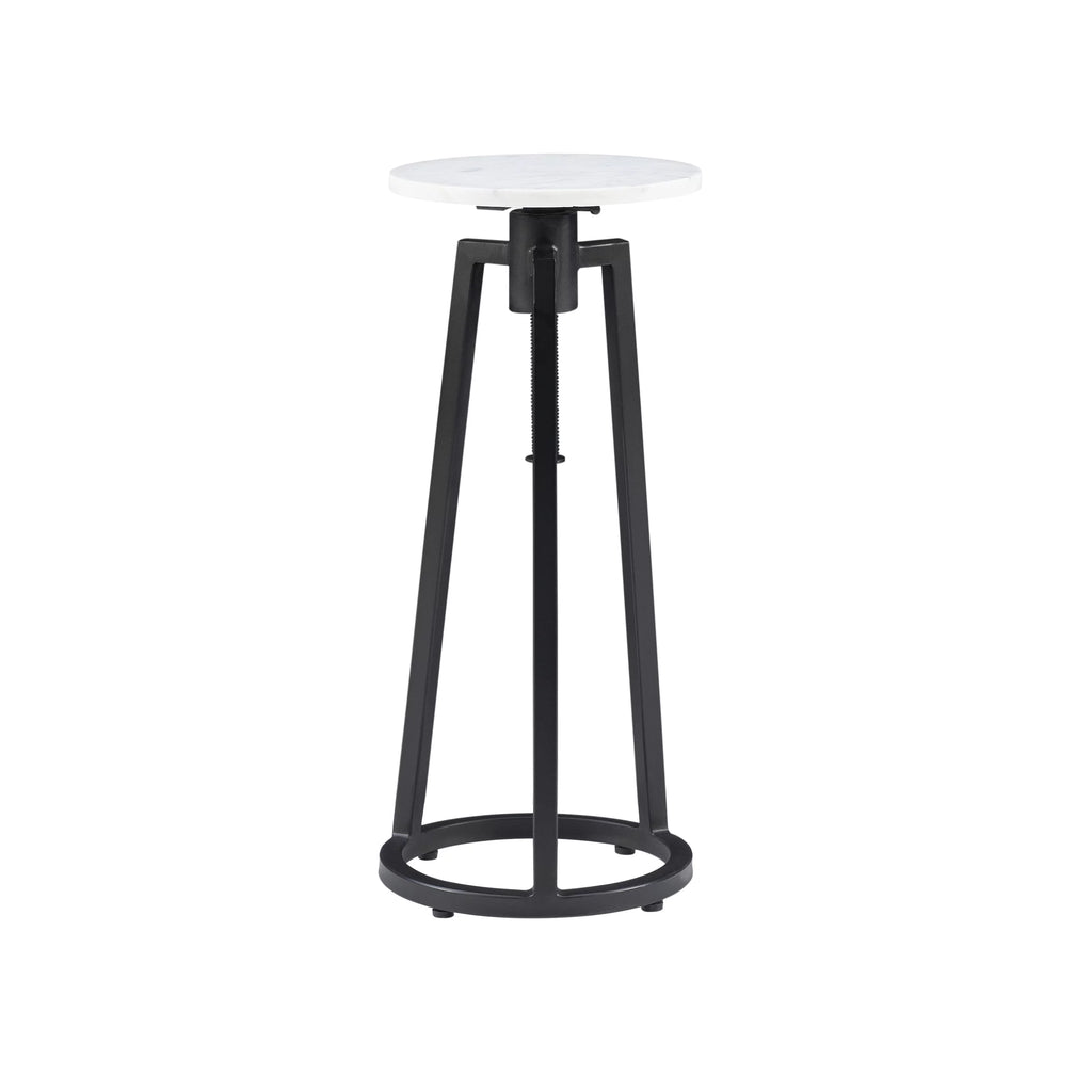 Black/White Marble Round Adjustable Height Drink Table C483690