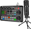 Podcast Equipment Bundle, Audio Interface with DJ Mixer and Sound Card, Cardioid Microphone, Portable Mixer Audio, Pack of 2 W53694