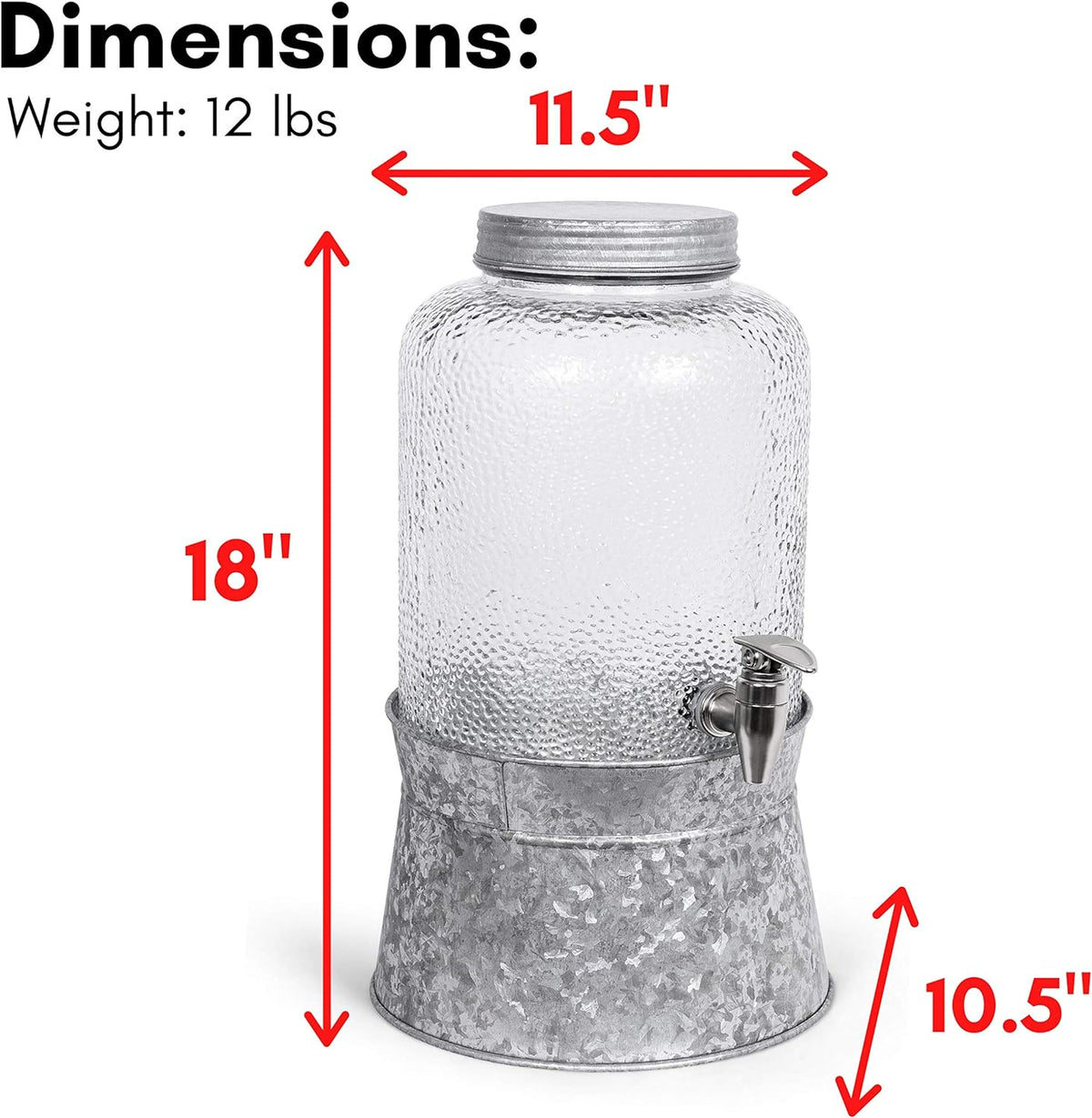 Pebbled Glass Beverage Dispenser With Galvanized Stand O607