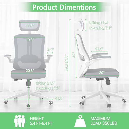 White+Khaki Mesh High Back Office Chair with Wheels B754
