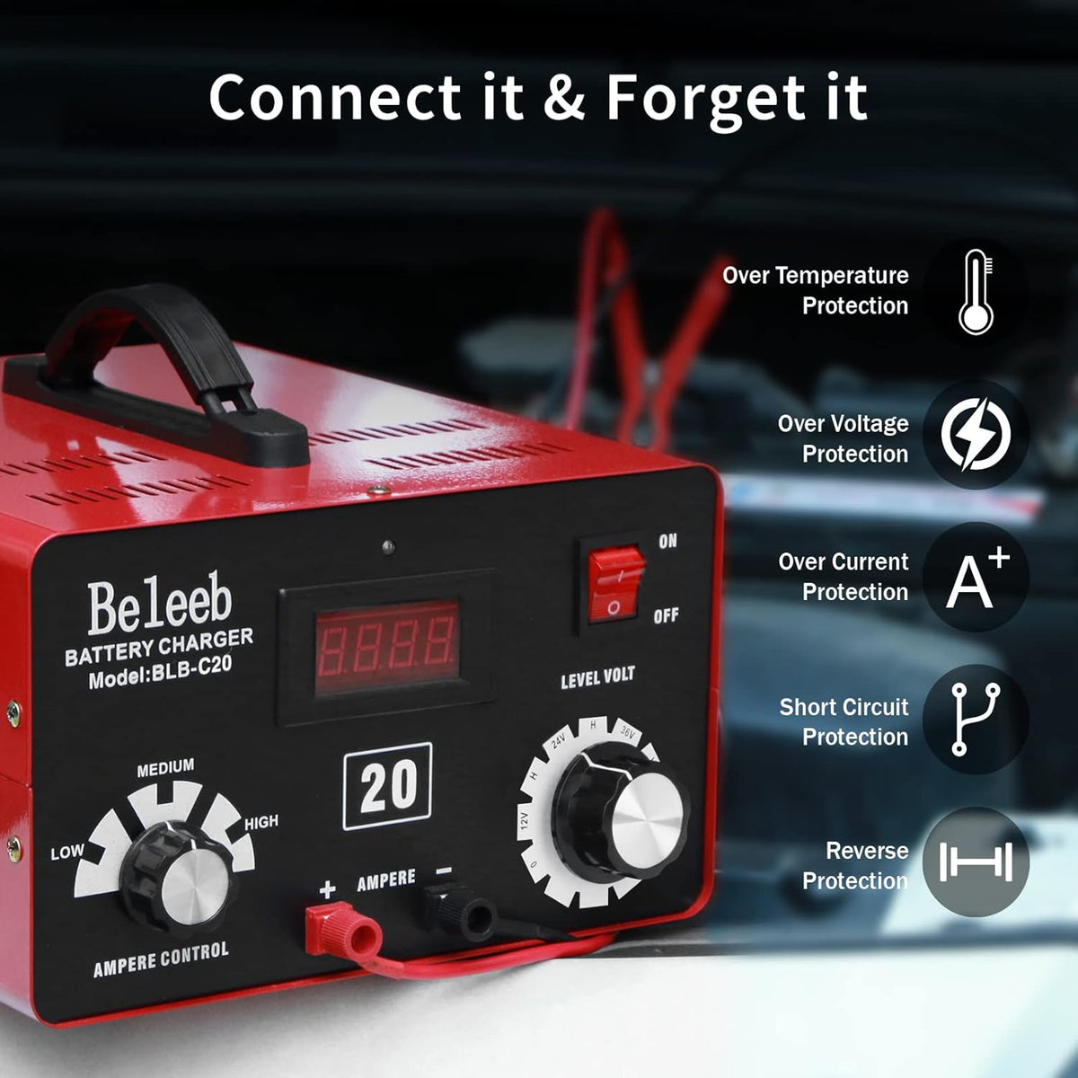 Adjustable Battery Charger 12V 24V 36V 48V with Smart Chip for Lead-Acid Lithium-ion Batteries V3020