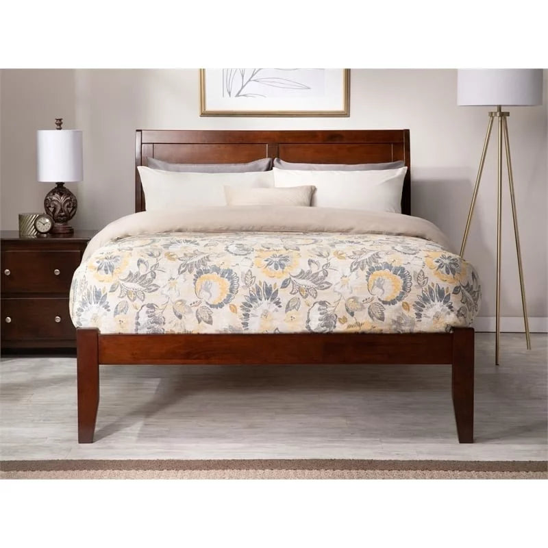 Solid Wood Queen Platform Bed in Walnut T8596