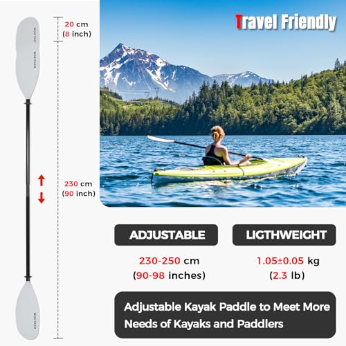 Adjustable Fiberglass Shaft Nylon Blade Kayak Paddle E3665