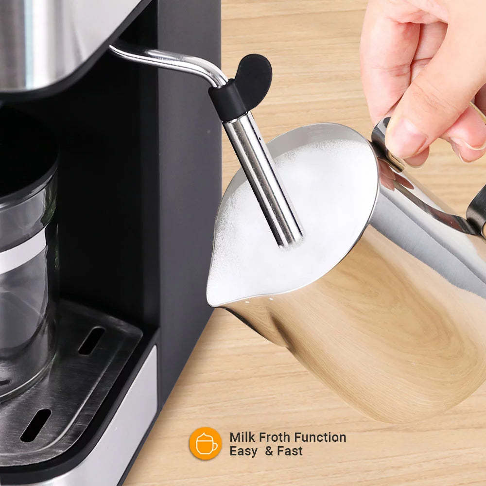 Black Coffee Maker with Milk Frother F330