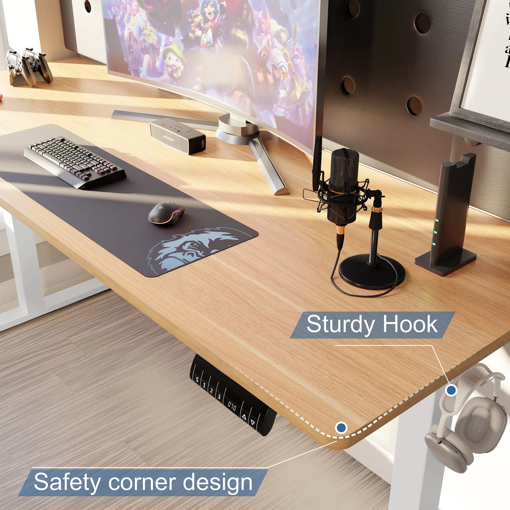 Electric Height Adjustable Standing Desk 63 x 24 Inches White Frame/Yellow Top C443216