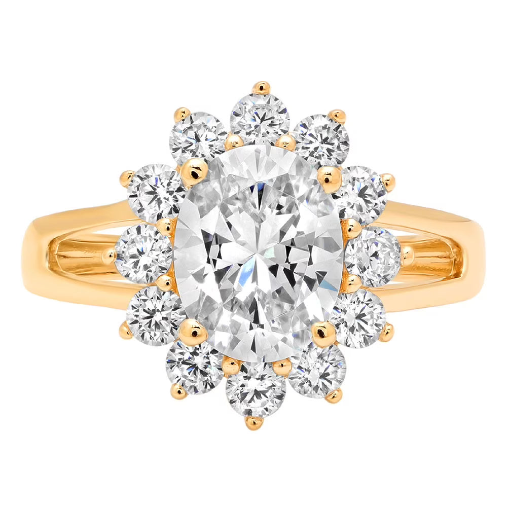 14K Yellow Gold Halo Engagement Ring with Diamond M895