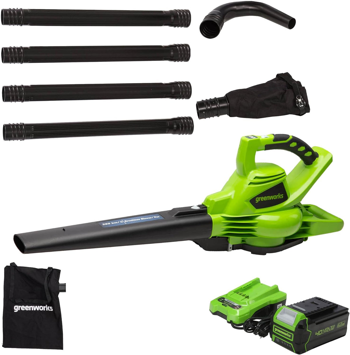 40V Brushless Cordless Blower / Vacuum with 4.0Ah Battery and Charger D3929