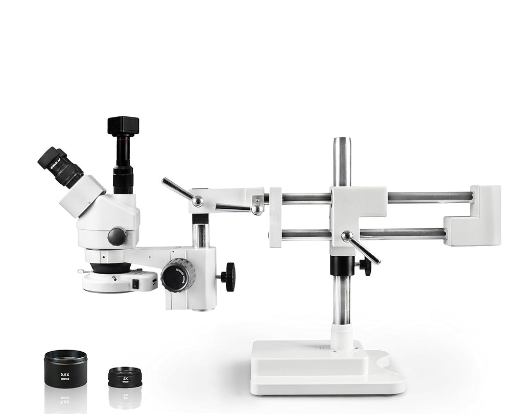 Simul-Focal Trinocular Zoom Stereo Microscope, 3.5x-90x Magnification, 5.0MP Digital Eyepiece Camera B422012