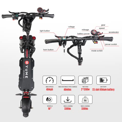 Adult Electric Scooter Dual Motor 52V 2400W 40 MPH 40 Miles 10" Off Road 330lbs Max Load Folding Scooter N73820