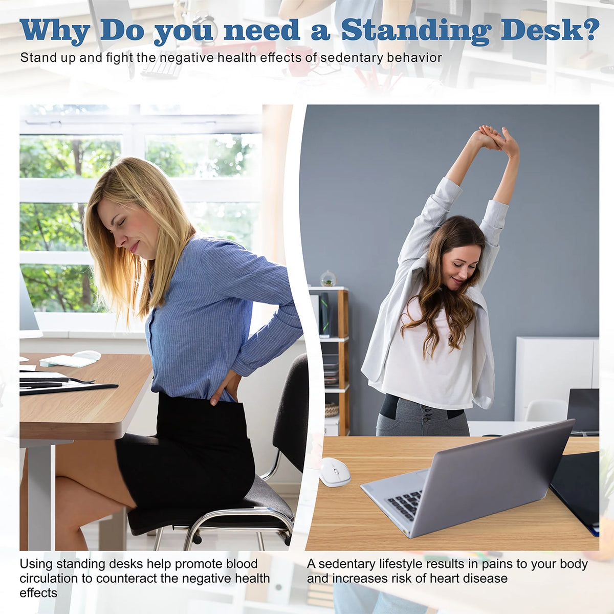 Electric Height Adjustable Standing Desk 63 x 24 Inches White Frame/Yellow Top C443216