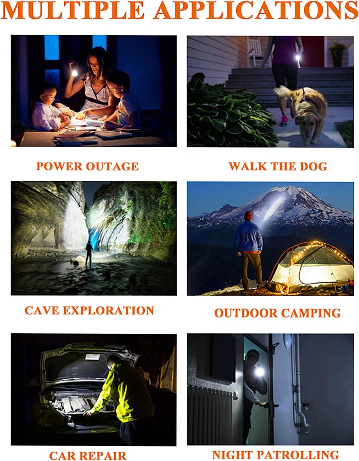 1200 Lumen Rechargeable LED Flashlight with Power Display, IP67 Waterproof, 5 Light Modes, Pocket-Size Torch A164