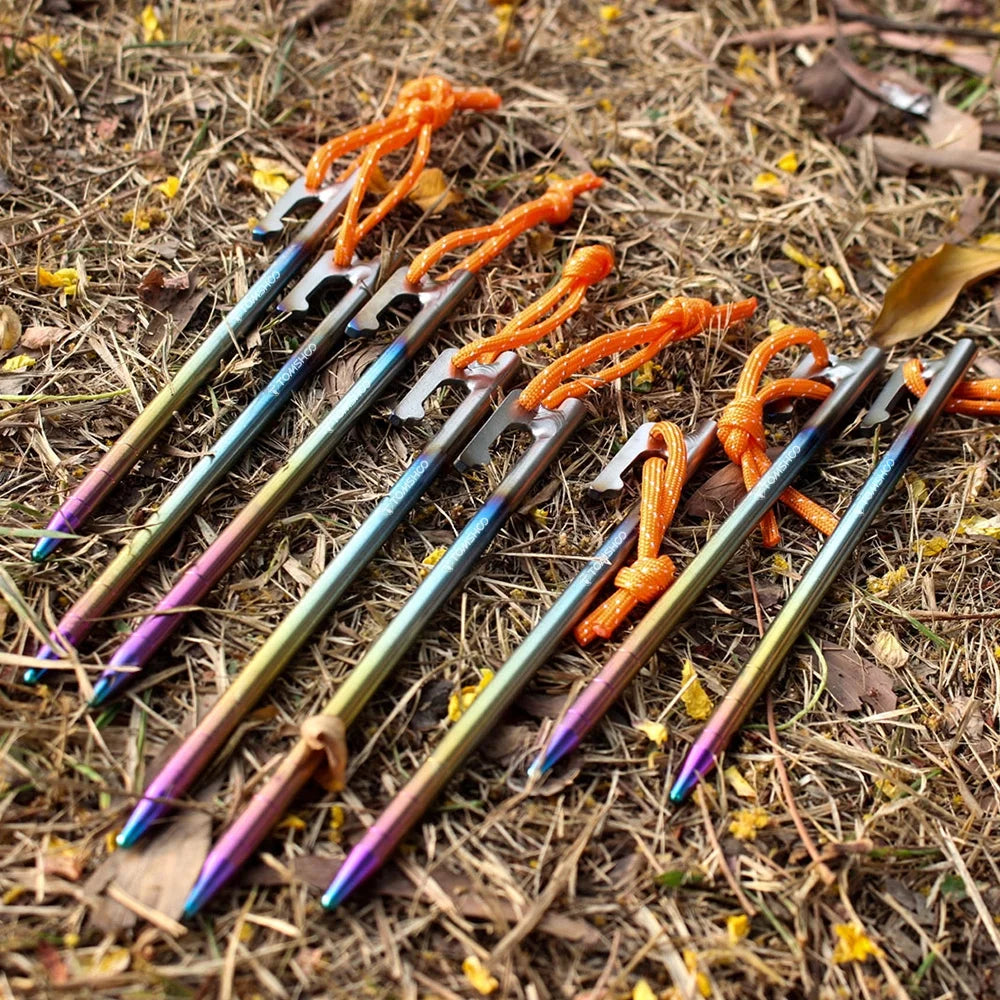 Titanium Tent Stakes 6pcs Ultralight with Reflective Loop (30cm) U6518