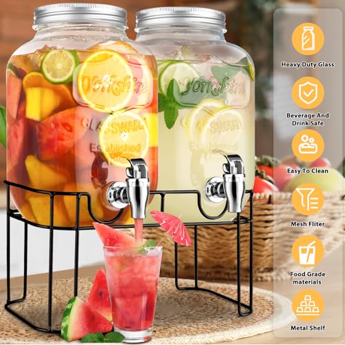 1 Gallon Glass Beverage Dispenser With Stand And Spigot R510708