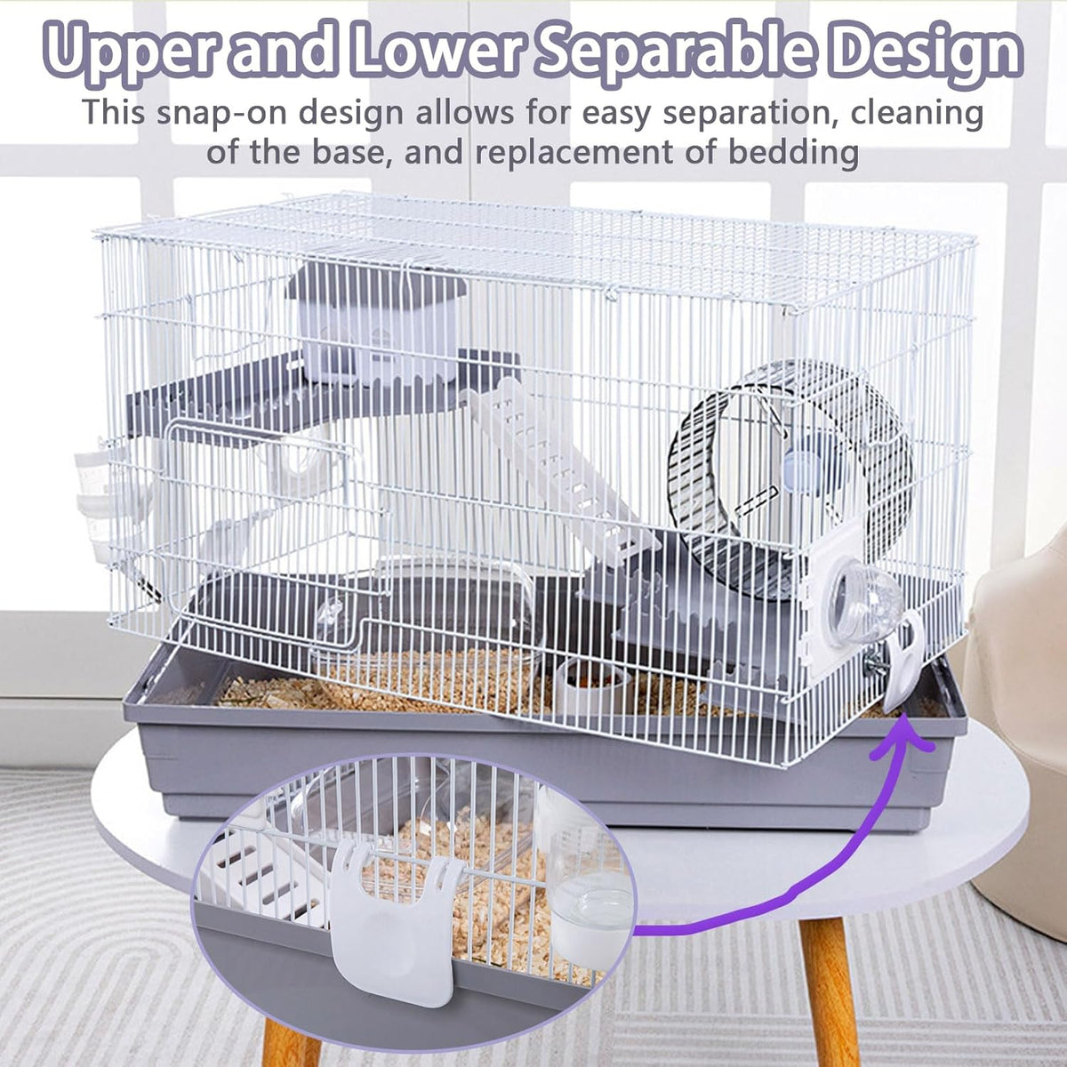 Large 3-Levels Grey Hamster Cage with Accessories J550