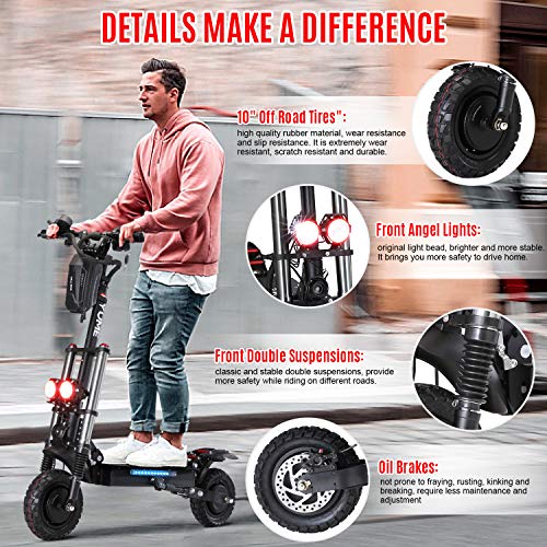 Adult Electric Scooter Dual Motor 52V 2400W 40 MPH 40 Miles 10" Off Road 330lbs Max Load Folding Scooter N73820