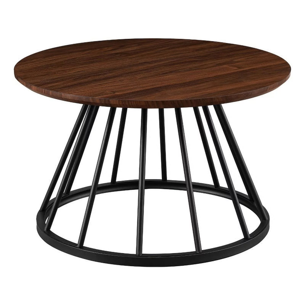 Dark Walnut Black Wood Coffee Table with Metal Base D48682