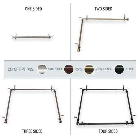 Multi Angle Ceiling Rod Room Divider Bedroom Canopy Adjustable 66-120 inch Satin Nic Q9707