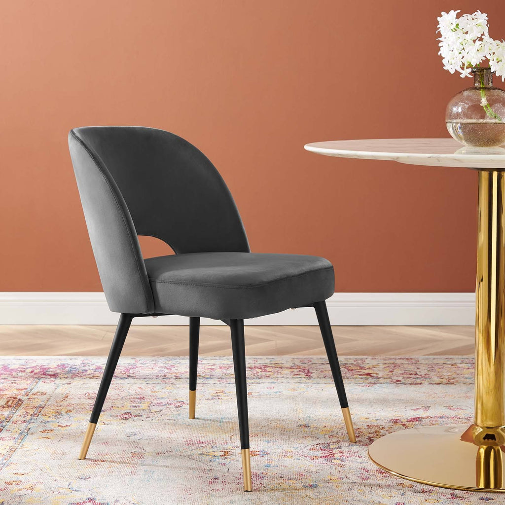 Navy Performance Velvet Dining Side Chair J96696