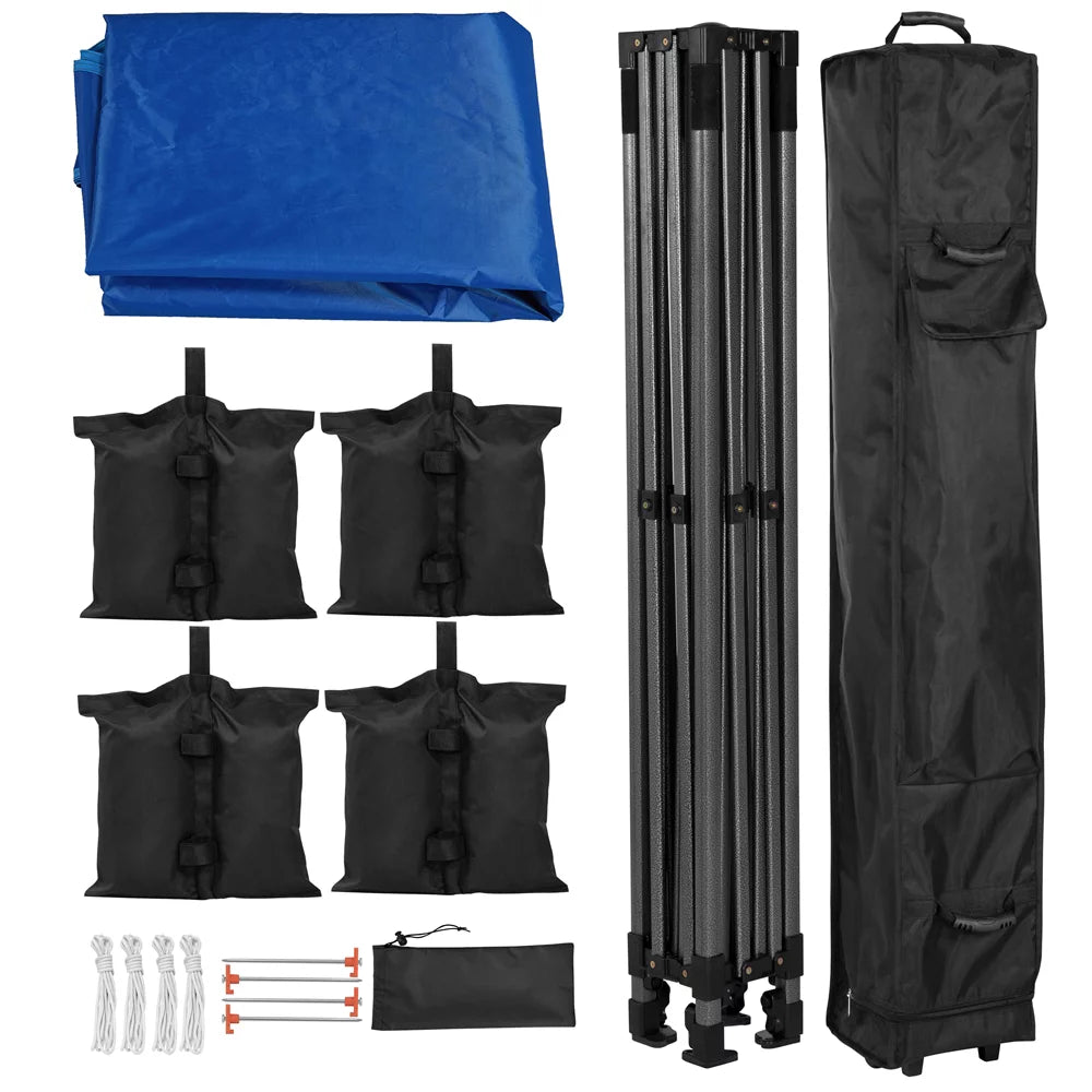 Adjustable 10' x 10' Pop-up Canopy with Wheeled Carry Bag, Blue O3361
