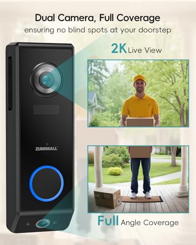 Dual Lens 2K HD Video Doorbell Camera with Chime X322
