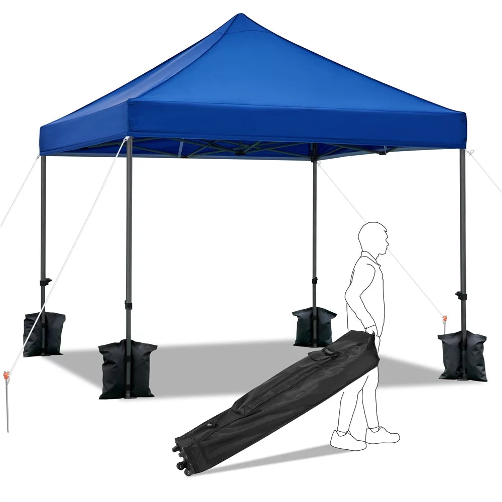 Adjustable 10' x 10' Pop-up Canopy with Wheeled Carry Bag, Blue O3361