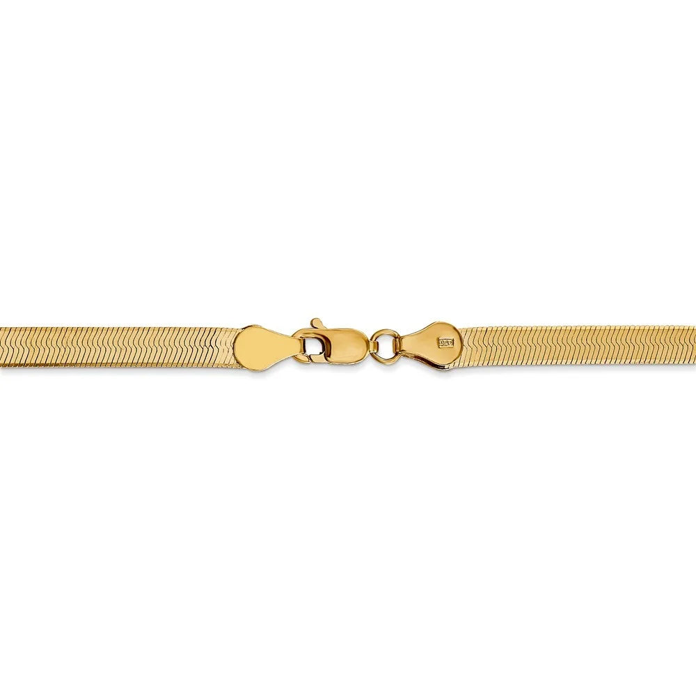 14 Karat Yellow Gold Herringbone Chain Bracelet Q873