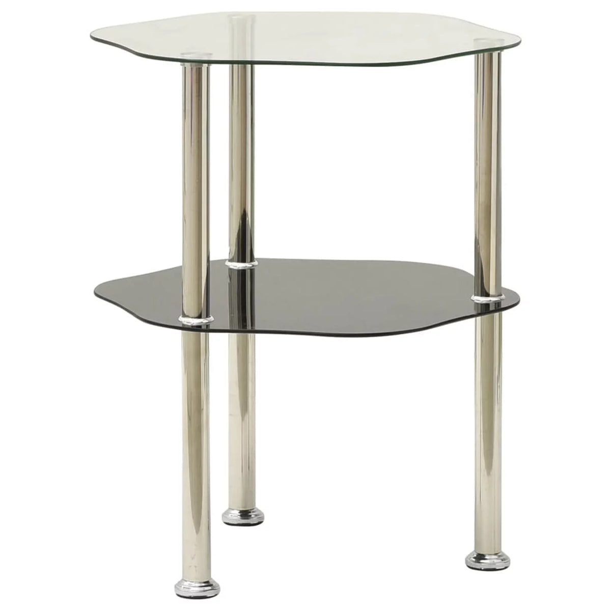 2-Tier Transparent and Black Tempered Glass Side Table M1139