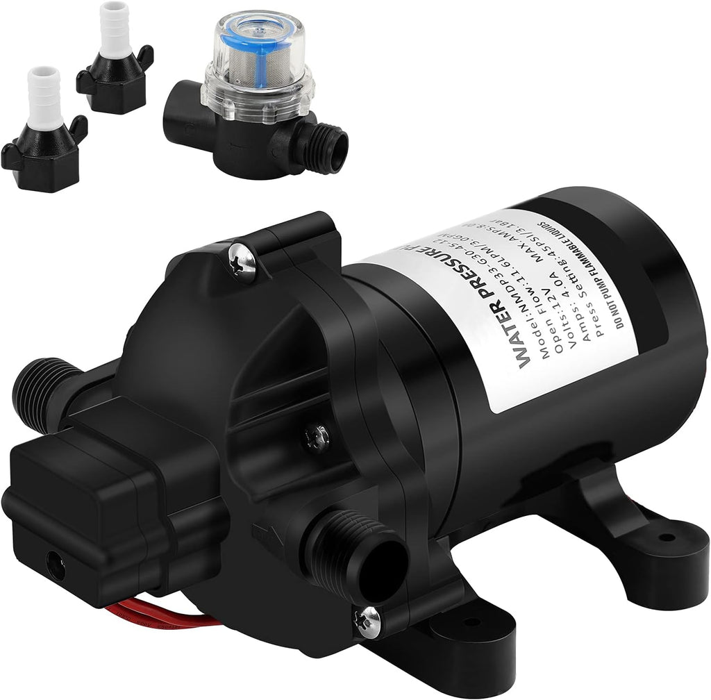 DC 12v 3.0 GPM 45 PSI Fresh Water Pump with Water Filter A673811