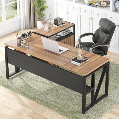 L Shaped Desk with Drawer Cabinet and File Cabinet O4430