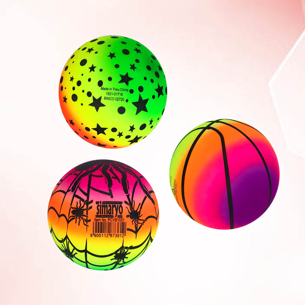 3 Pcs 16 CM Rainbow Balls Elastic PVC Beach Play Ball Children Toy T9756