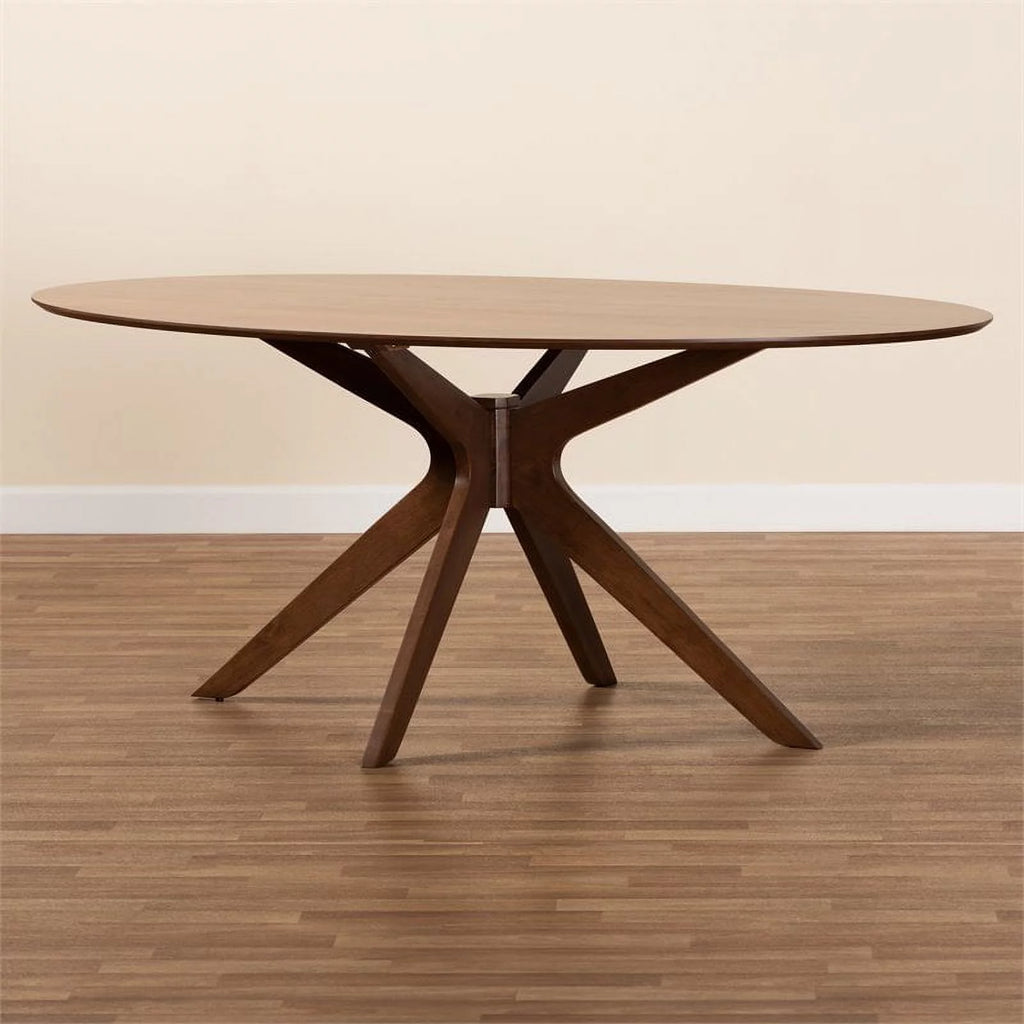 Walnut Brown Wood 71-Inch Oval Dining Table H393840