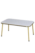 White Coffee Table with Gold Metal Legs M3761