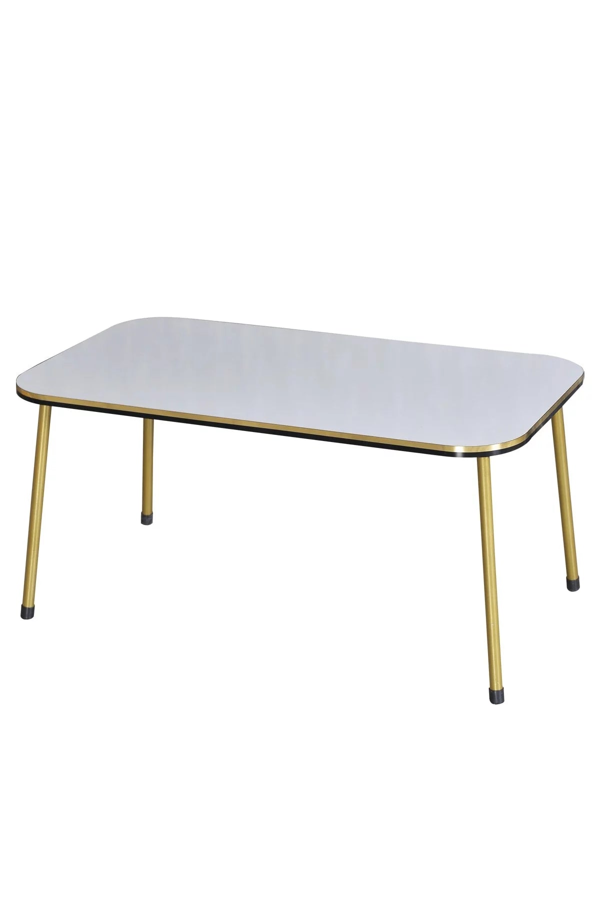 White Coffee Table with Gold Metal Legs M3761