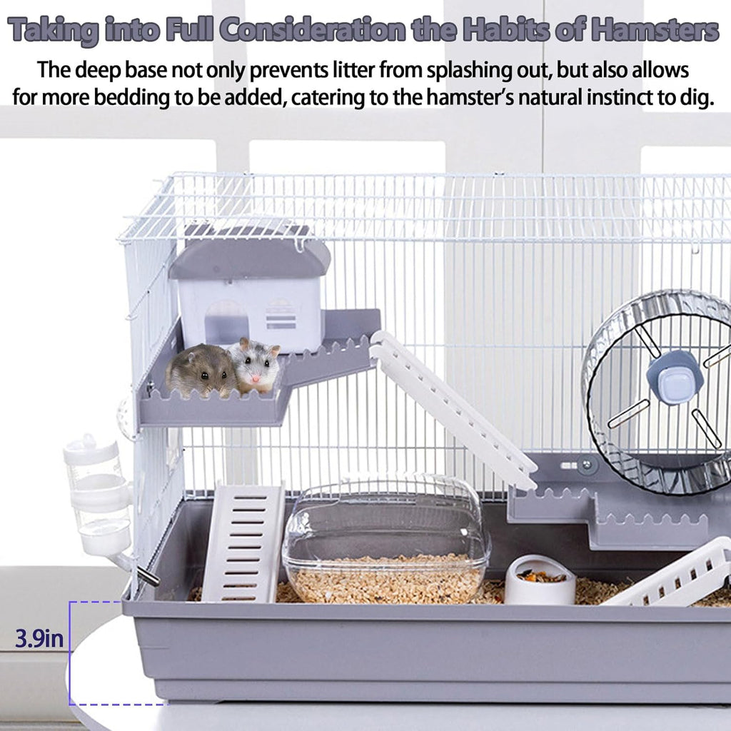 Large 3-Levels Grey Hamster Cage with Accessories J550