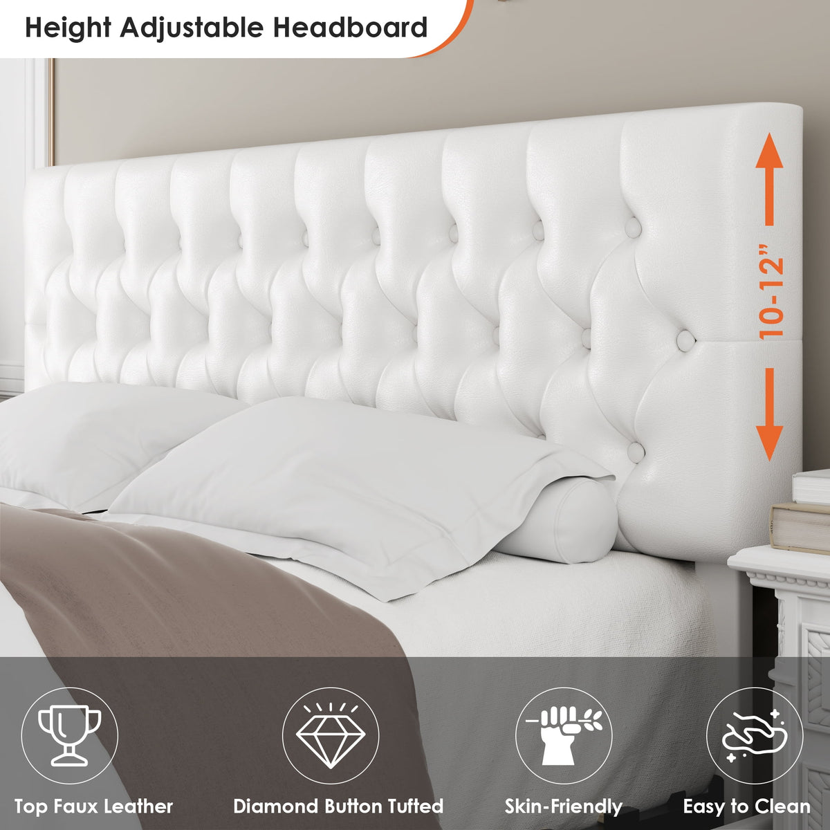 King White Faux Leather Upholstered Storage Bed Frame with 4 Drawers H867