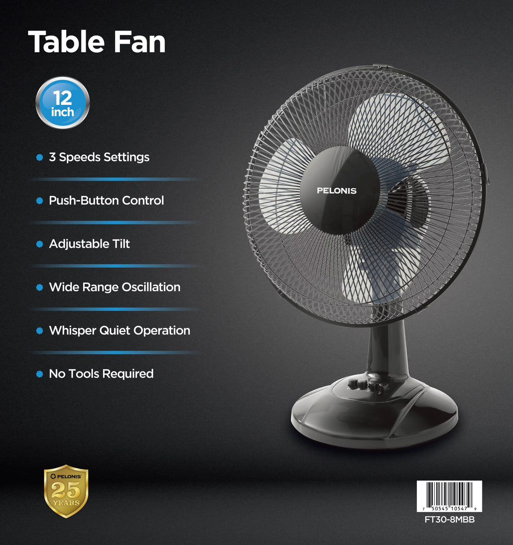 3-Speed Oscillating Table Fan H529