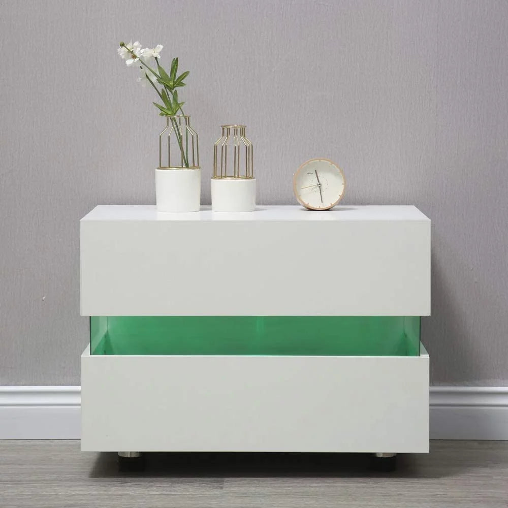 White High Gloss 2 Drawer Nightstand H4231