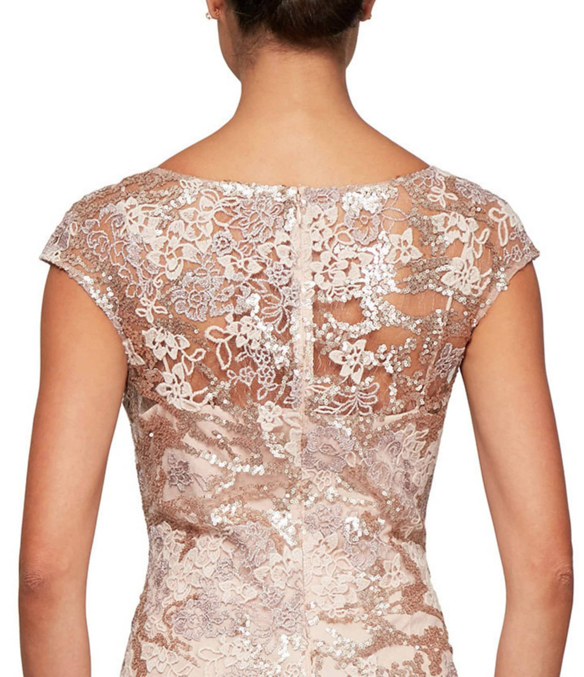 Illusion V-Neck Embroidered Lace Gown U674