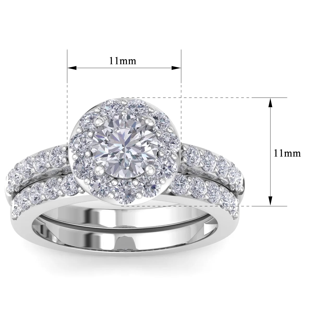 2 1/4 Carat Round Lab Grown Diamond Bridal Set In 14K White Gold O39253
