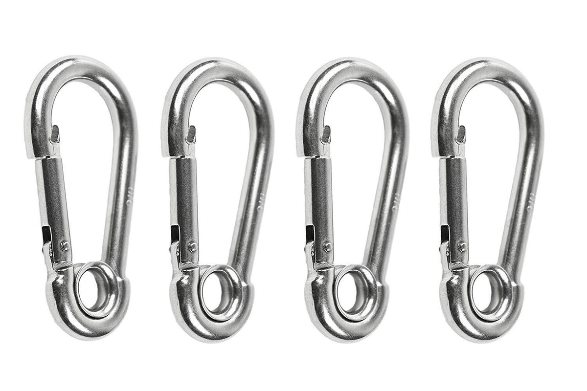 316 Stainless Steel 4 Inches Carabiners with Ring (4pcs) N571