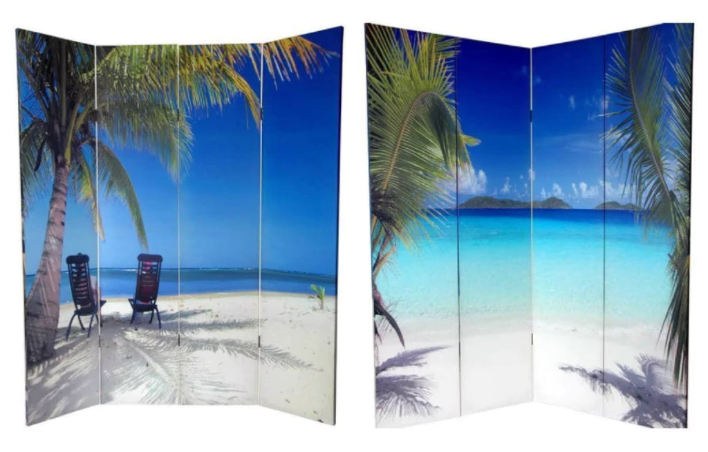 6 ft. Tall Double Sided Ocean Canvas Room Divider X12049