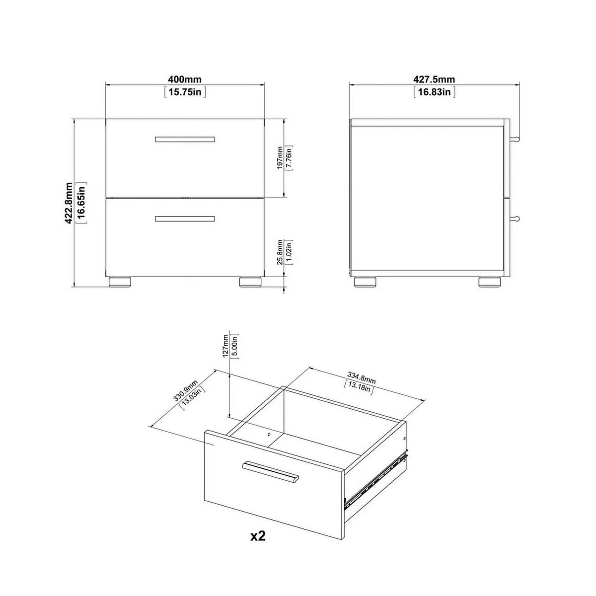 2 Drawer Walnut Nightstand M7430