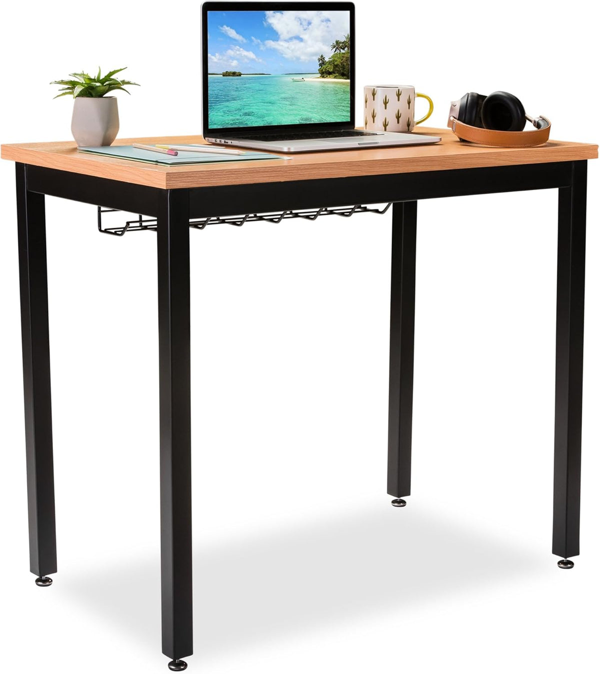 Black Computer Desk with Cable Management Tray E3676