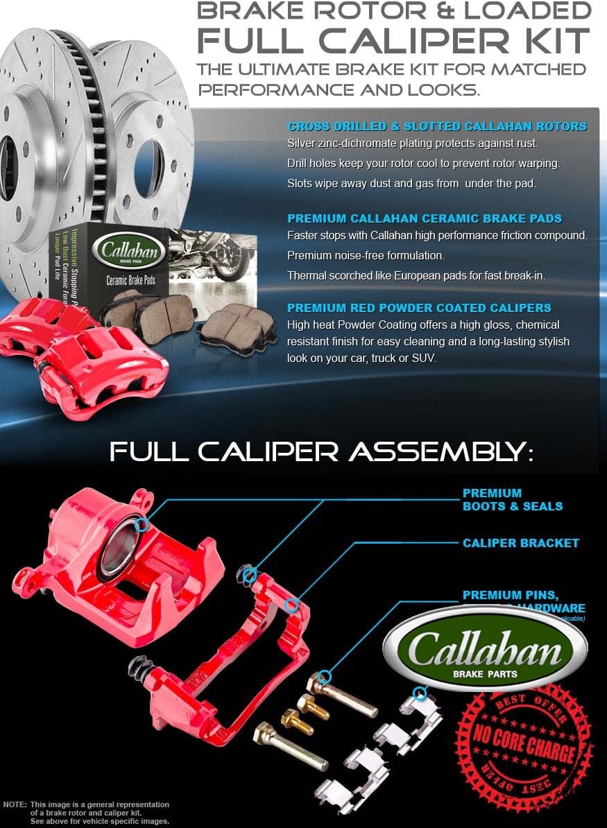Premium Grade OE Loaded Calipers, Drilled/Slotted Rotors, Ceramic Brake Pads Kit X43684