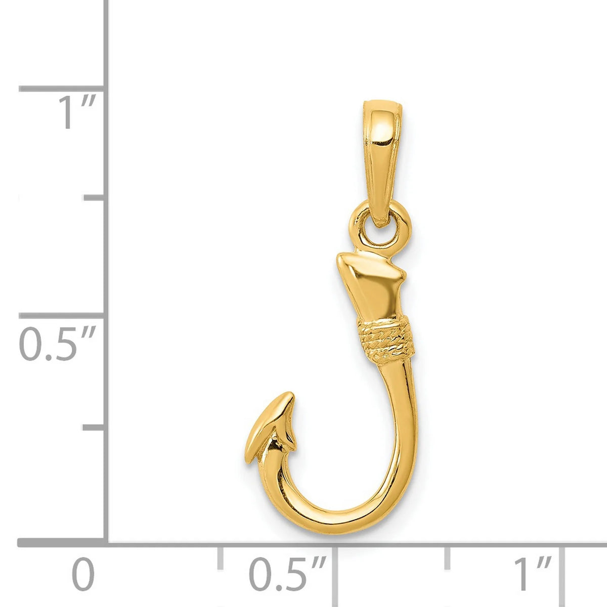 14k Yellow Gold Fish Hook Pendant 21 mm x 8 mm C66160