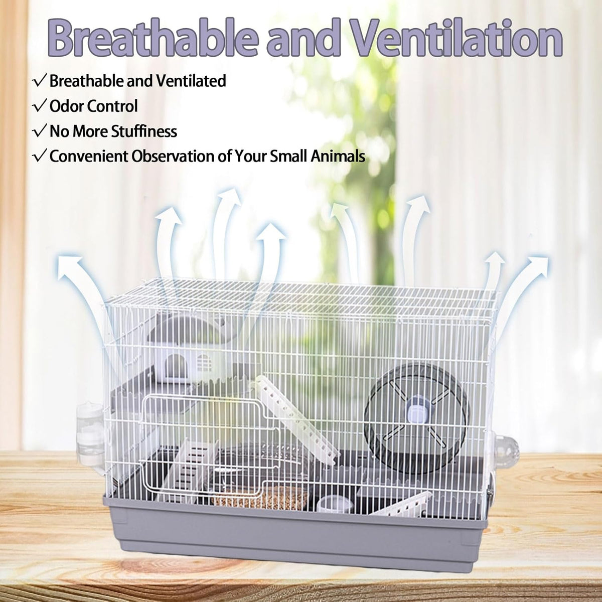 Large 3-Levels Grey Hamster Cage with Accessories J550