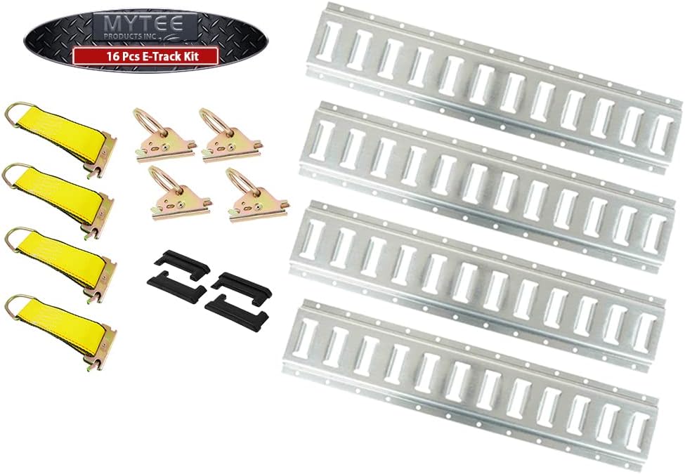 32 Pieces E Track Tie-Down Kit with 8 Horizontal 5 Ft E Track Rails O919424
